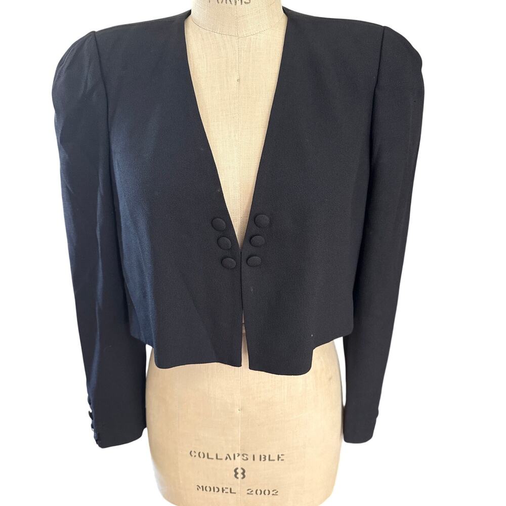 Sonia Rykiel Paris Black Cropped Jacket with Bow Trim Size Medium - AS IS